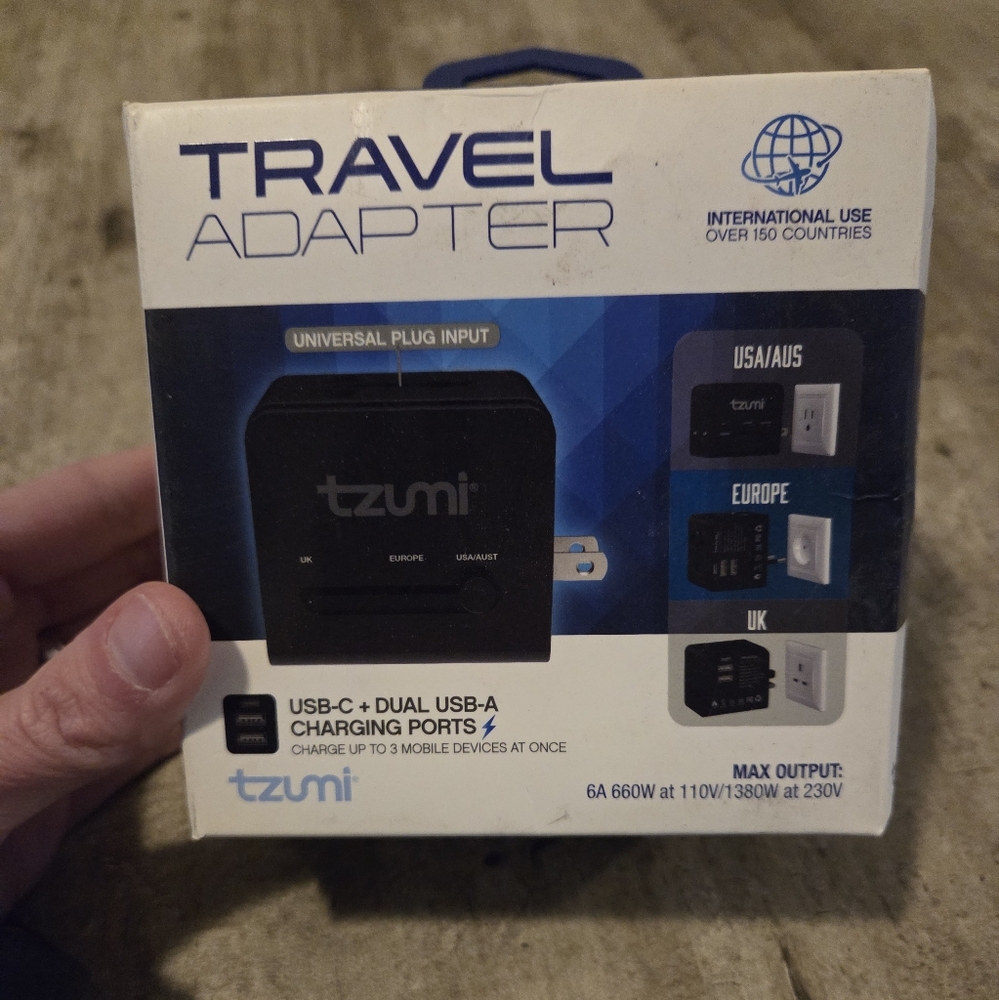 Tzumi Dual USB and USB-C Travel Adapter